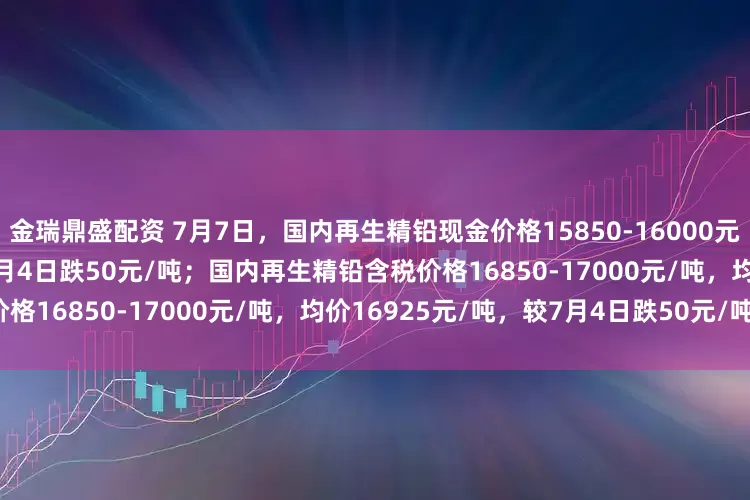 金瑞鼎盛配资 7月7日，国内再生精铅现金价格15850-16000元/吨，均价15925元/吨，较7月4日跌50元/吨；国内再生精铅含税价格16850-17000元/吨，均价16925元/吨，较7月4日跌50元/吨。